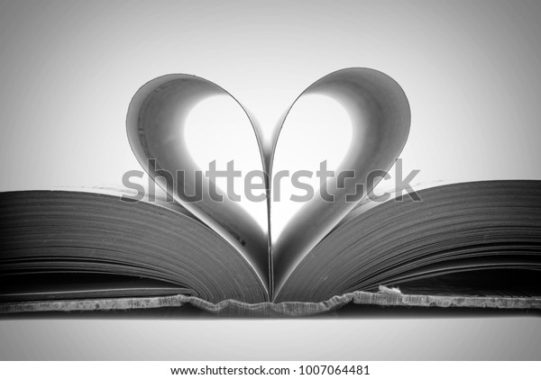 Book Pages Shape Heart Black White Stock Photo (Edit Now) 1007064481