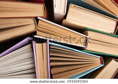 Book pattern background for wisdom, science and education. Reading and writing concept