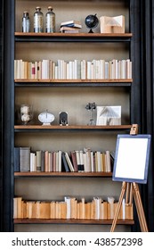 Book Shelf Wallpaper Vintage Style And White Board For Text