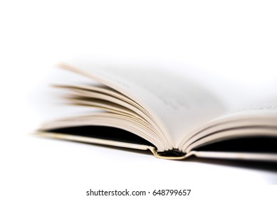 Book Spine And Pages Against An All White Seamless Studio Background