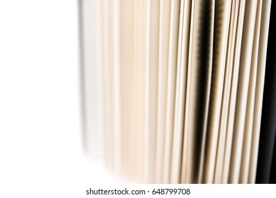 Book Spine And Pages Against An All White Seamless Studio Background