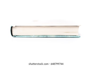 Book Spine And Pages Against An All White Seamless Studio Background