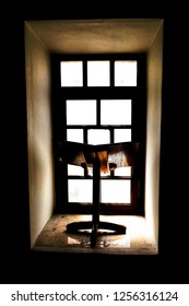 Book stand in window
