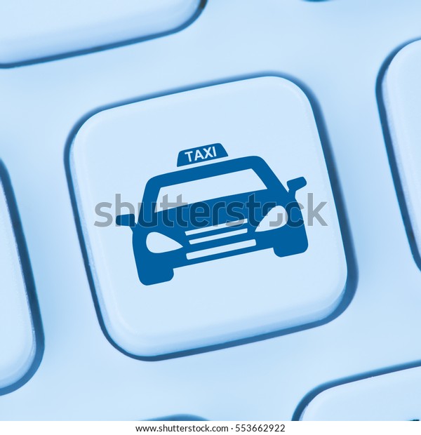 Book taxi cab online internet booking blue\
computer web keyboard