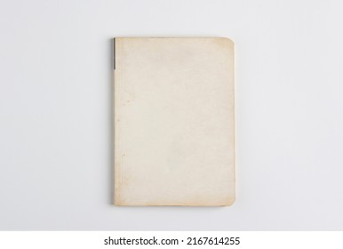 Book White Blank Cover Isolated.old Book Design,mock Up Book Flat Lay On Top.