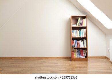 bookcase in empty room