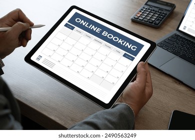 Booking Meeting Appointment Computer Online On digital tablet at office book appointment