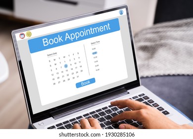 Booking Meeting Appointment On Laptop Computer Online