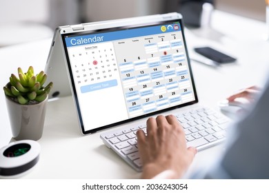Booking Meeting Calendar Appointment On Laptop Online - Shutterstock ID 2036243054