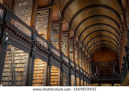 Books in the Long Room Library, Trinity College Dublin Ireland