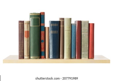 Books on the shelf, isolated.