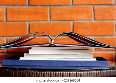 Books On Table, Illustrating Concept Of Education, Printing Industry And Binding Services Etc.