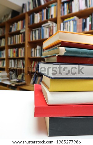 Books on the table in library