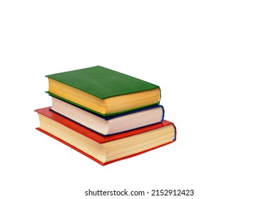 Books. Stack Of Books Isolated On White Background. Three Books. Knowledge Day. Paper Product. Polygraphy.