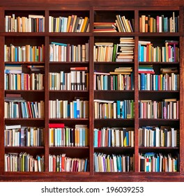 Bookshelf background - Shutterstock ID 196039253