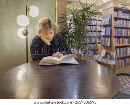 bookstore, buying a book in a store	
