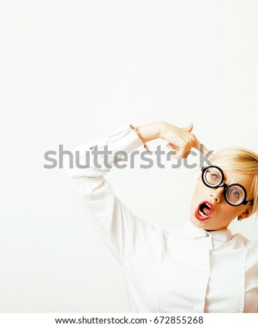 bookworm, cute young blond woman in glasses, blond hair, teenage