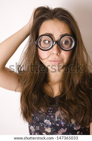 bookworm, cute young woman in glasses