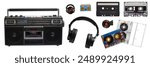 Boombox,cassette and headphones collection - Ready to use Premium PNG Cutout isolated image
