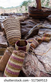 Boomerang Traditional Baskets Weaved By Aboriginal Stock Photo ...