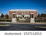 Boone county courthouse set as a background of Burlington commons park