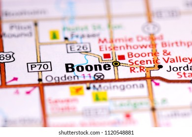 Boone. Iowa. USA On A Map