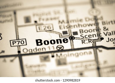 Boone. Iowa. USA On A Map