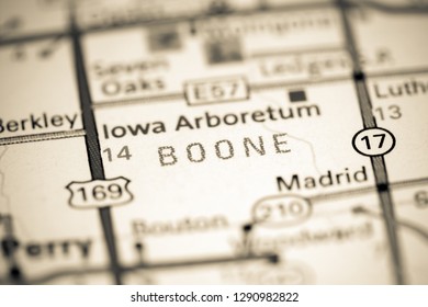 Boone. Iowa. USA On A Map