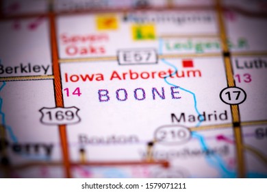 Boone. Iowa. USA On A Map