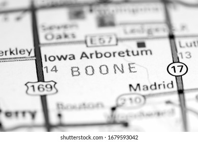 Boone. Iowa. USA On A Map