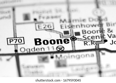 Boone. Iowa. USA On A Map