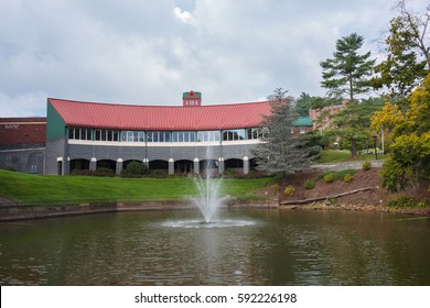 BOONE, NC, USA - SEPTEMBER 18: Tomlinson Park and Trivette Hall at Appalachian State University on September 18, 2014 in Boone, North Carolina.