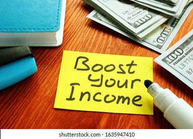 Boost Your Income Financial Motivation Phrase And Money.