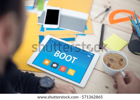 BOOT CONCEPT ON TABLET PC SCREEN