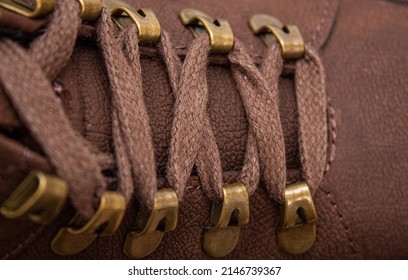 Boot Laces. Closeup Photo Of Shoelaces.