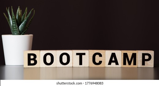 BOOTCAMP Word Written On Wood Block, Business Concept.