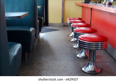 Booths And Seats At An Empty Diner