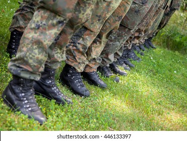 Boots From German Soldiers In A Row