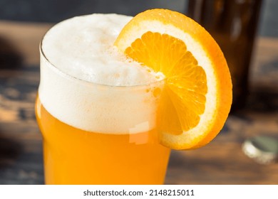 Boozy Belgian Orange Wheat Beer With A Garnish