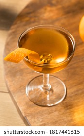 Boozy Classic Hanky Panky Cocktail with Gin and an Orange Garnish