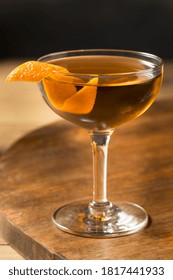 Boozy Classic Hanky Panky Cocktail with Gin and an Orange Garnish