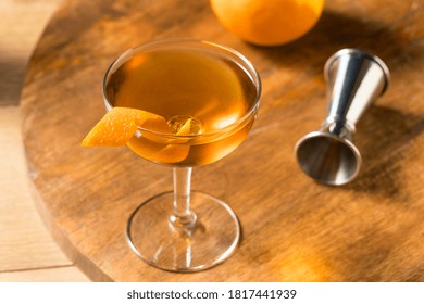 Boozy Classic Hanky Panky Cocktail With Gin And An Orange Garnish