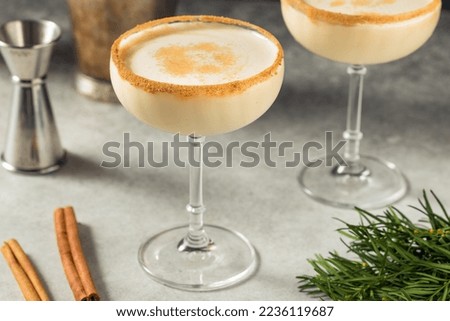 Boozy Cold Christmas Eggnog Martini in a Coupe