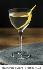 Boozy Dry Vesper Martini Cocktail With A Lemon Peel