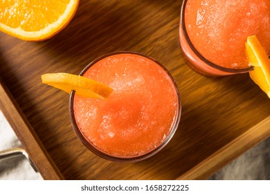 Boozy Frozen Negroni Slushy with Orange and Ice