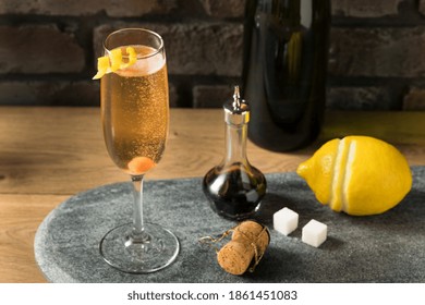 Boozy Refreshing Champagne Cocktail With Sugar And Bitters