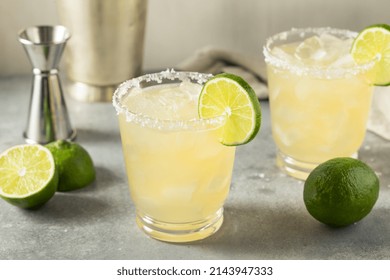 Boozy Refreshing Classic Margarita Cocktail with Salt and Lime