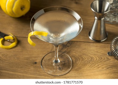 Boozy Refreshing Gin Martini With A Lemon Garnish