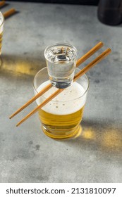 Boozy Refreshing Japanese Sake Bomb Cocktail With Beer