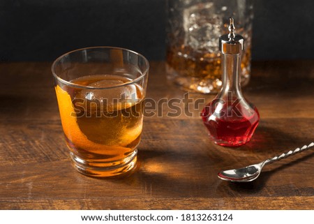 Boozy Refreshing Rye Whiskey Vieux Carre Cocktail with Orange and Vermouth [[stock_photo]] © 